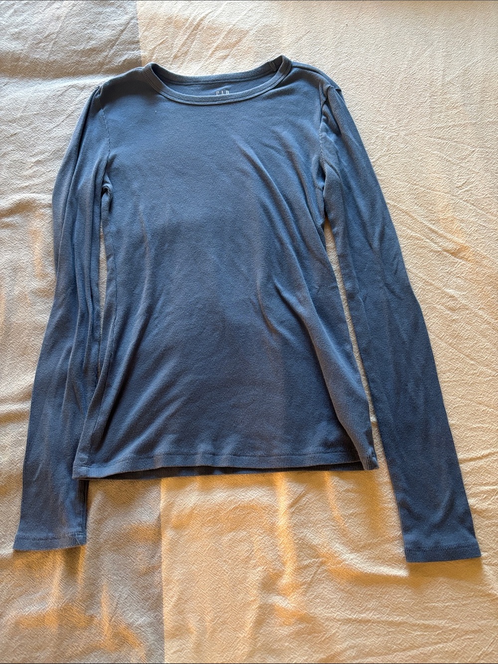 Gap Ribbed Long Sleeve Crew Neck Top in Slate Blue